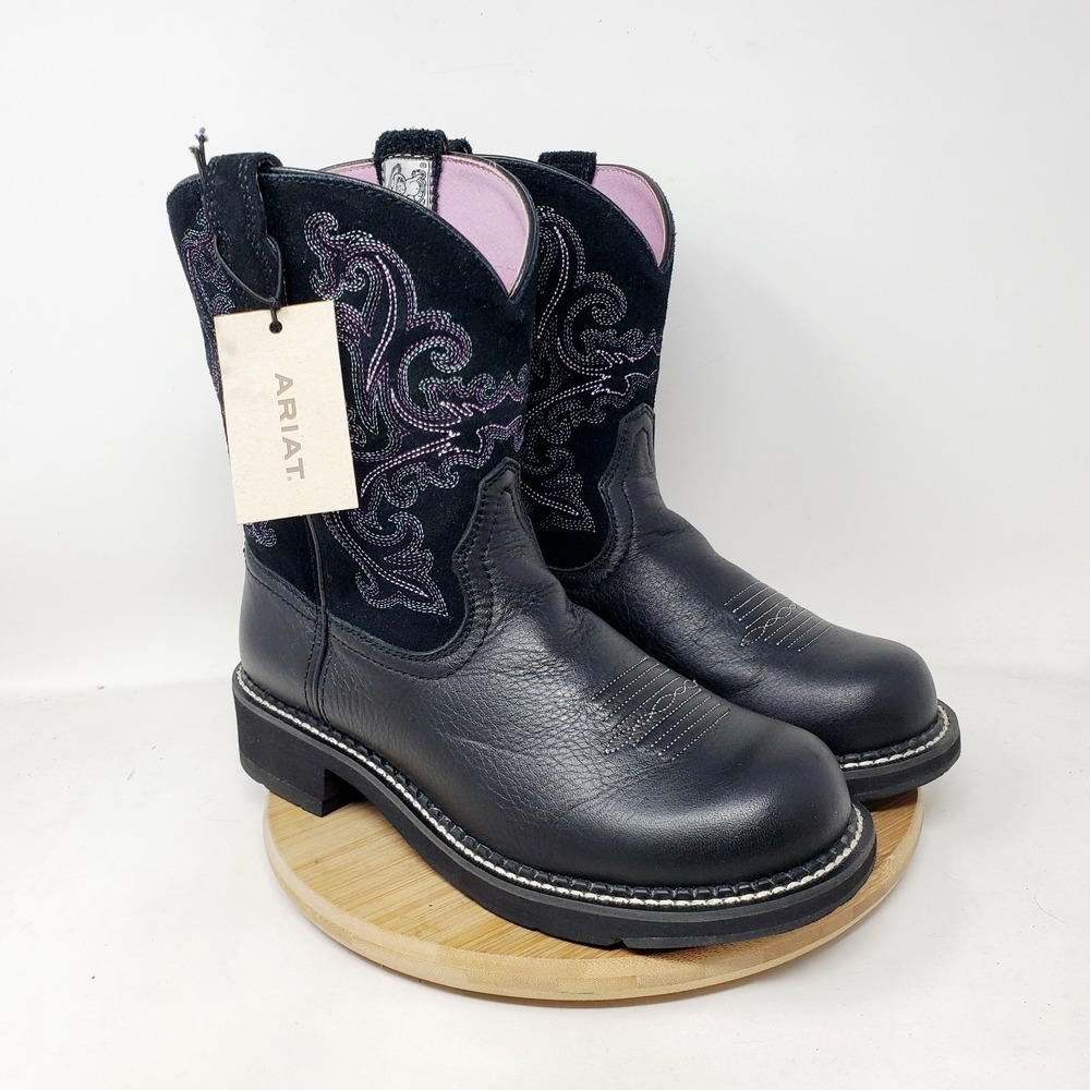 Ariat Fatbaby Boots Womens 7.5 Black Purple Cowboy Western Shoes - Picture 2 of 14
